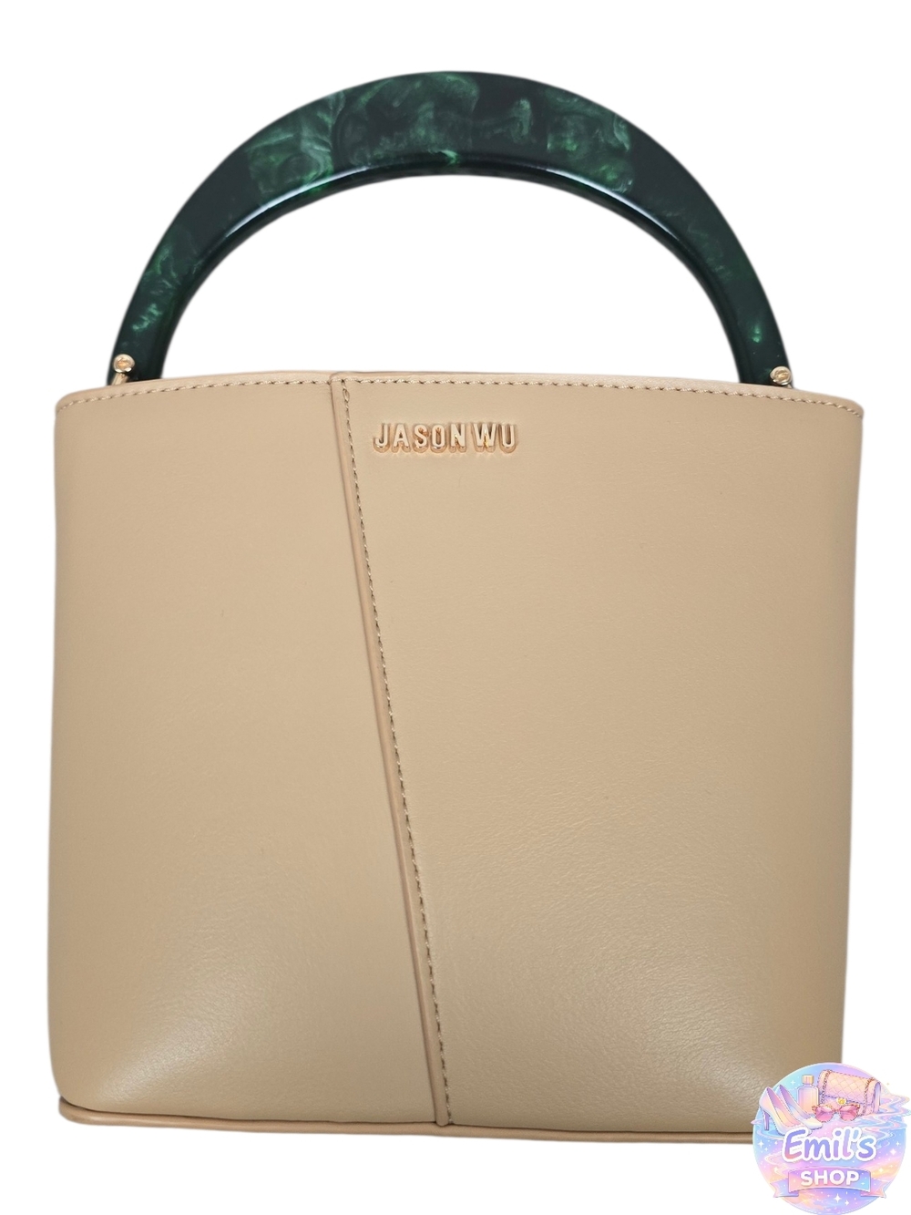 Jason Wu Beige Bucket Bag with Green Marbled Handle